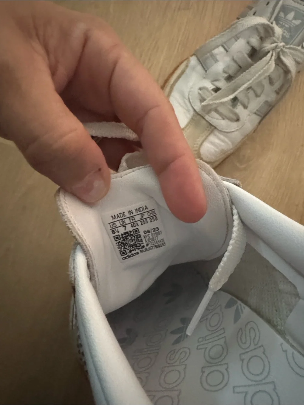 adidas White and Beige Leather Classic Sneakers